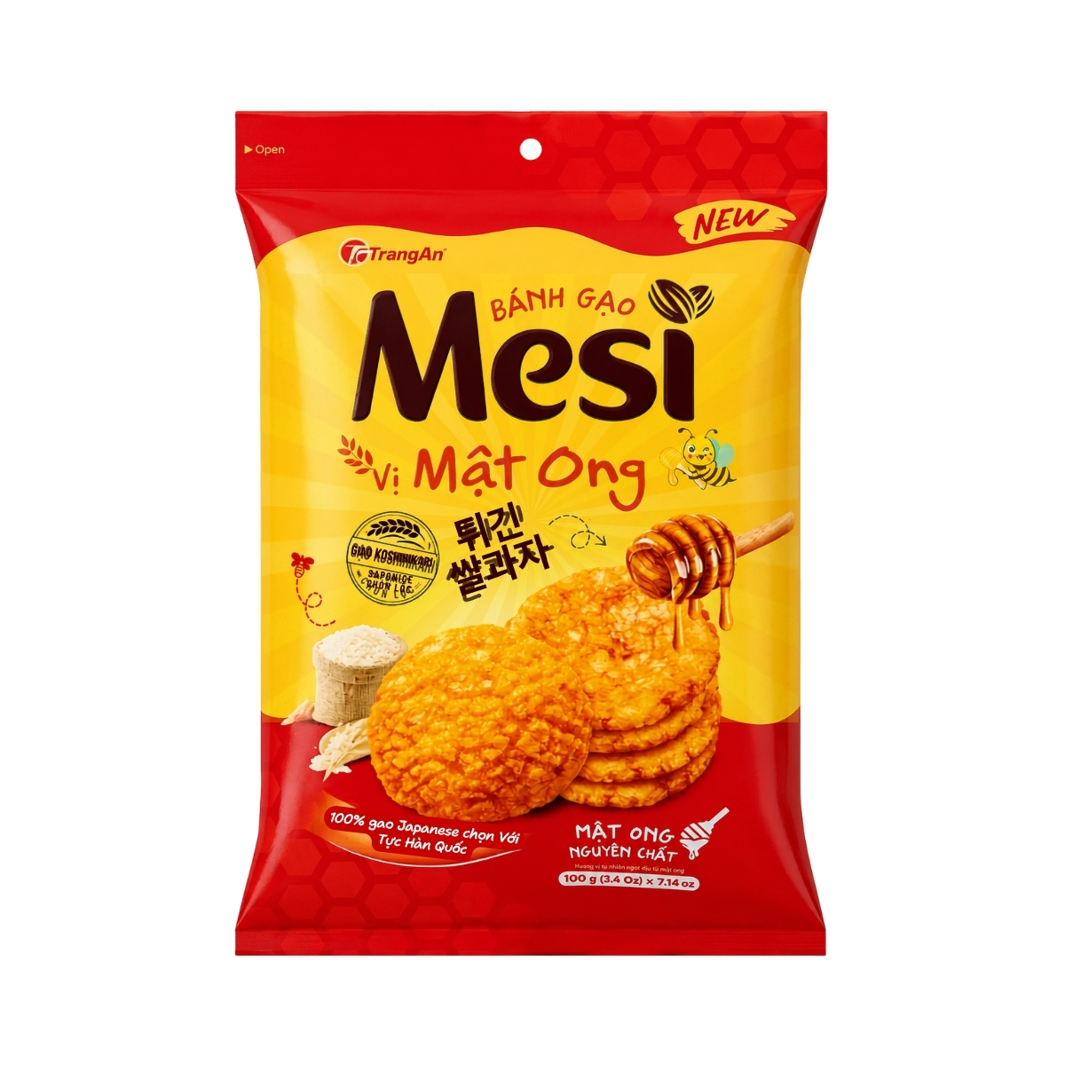 TRA01 - Banh gao Mesi vi mat ong/ Mesi Rice Cracker Honey flavor * 100g x 20 Units