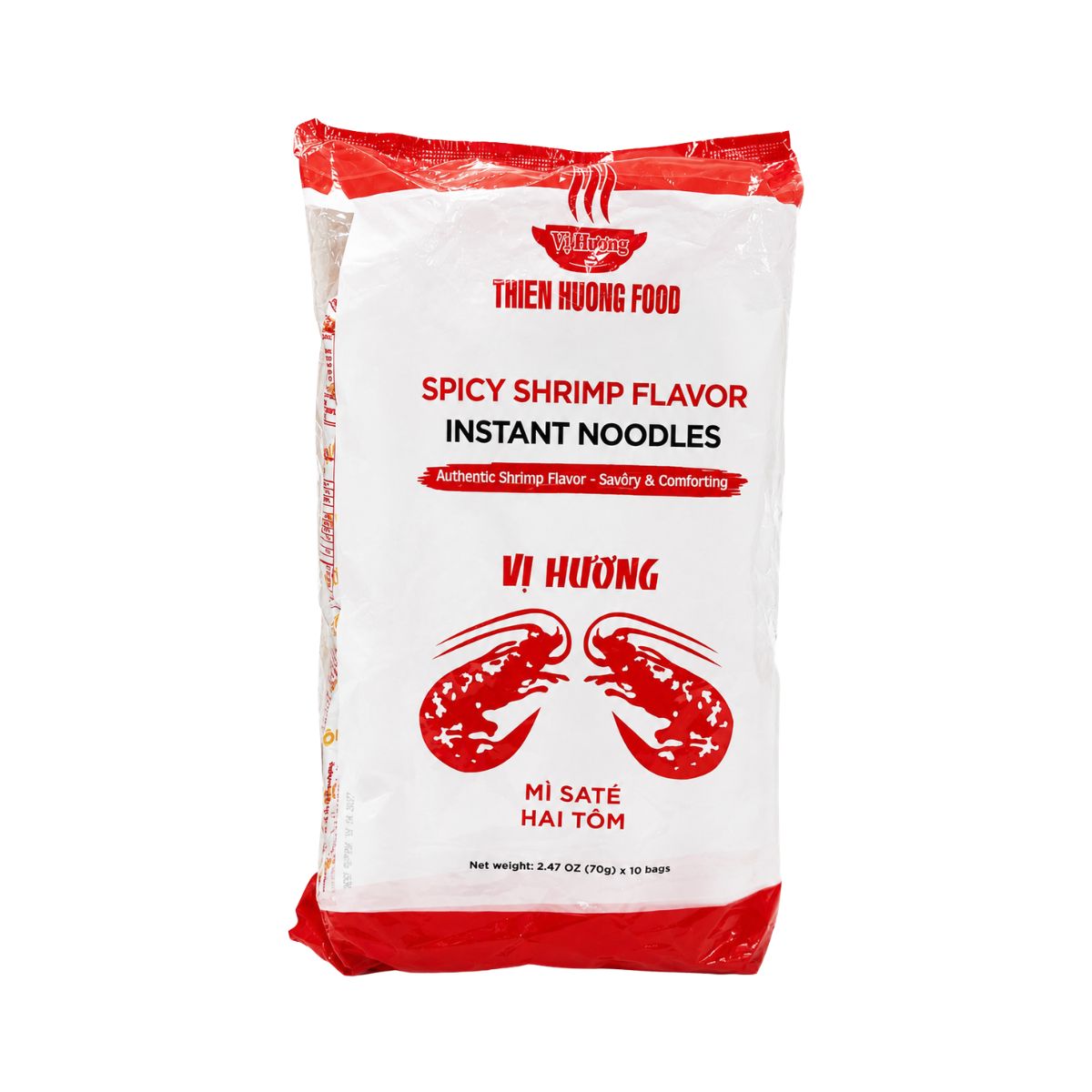 TH02 - Mi Goi Giay SATE 2 Tom / Spicy Shrimp Noodle Thien Huong 10 X 10