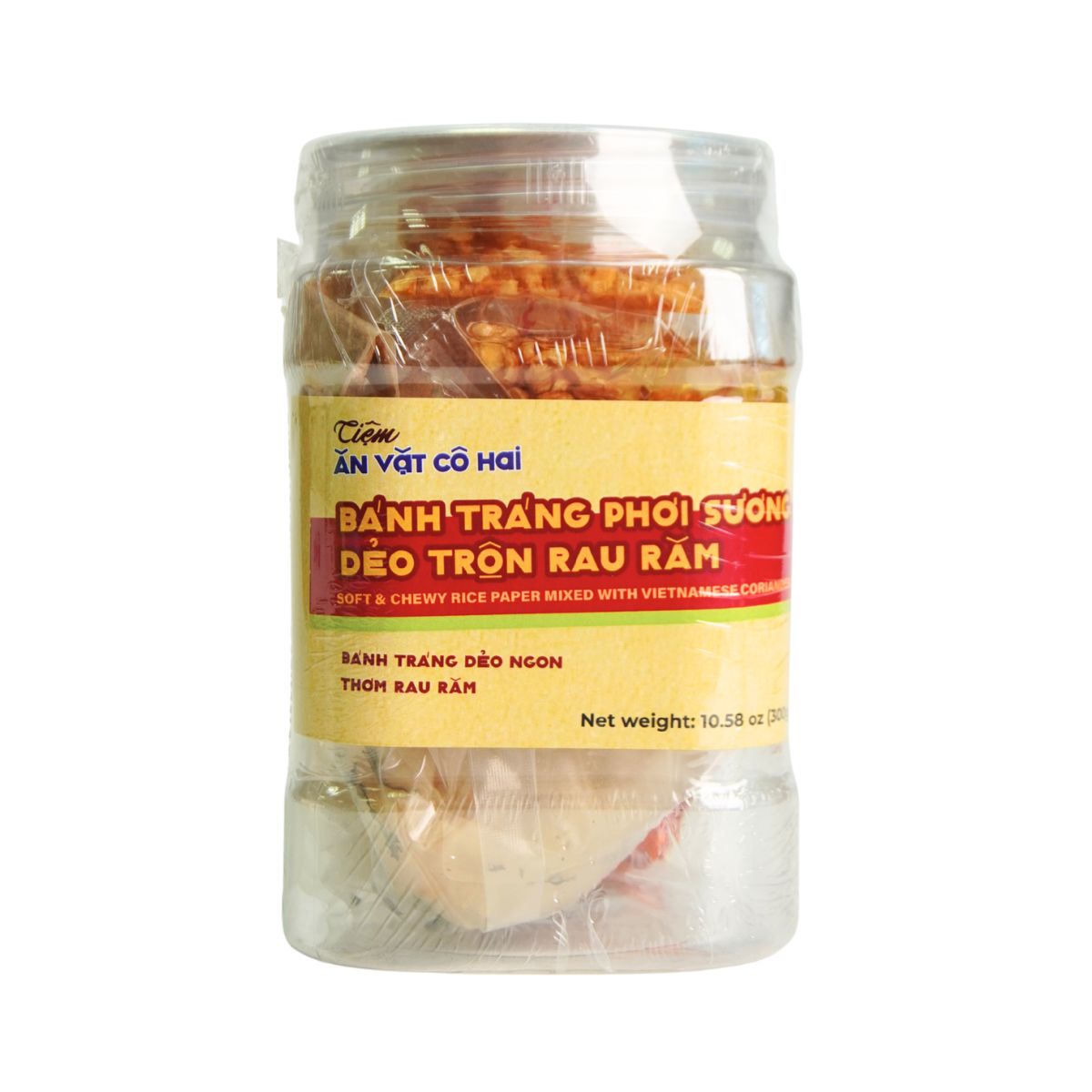 AVCH43 - Banh trang phoi suong deo tron rau ram/ Soft & Chewy Rice Paper Mixed With Vietnamese Coriander * 300g x 20 Units