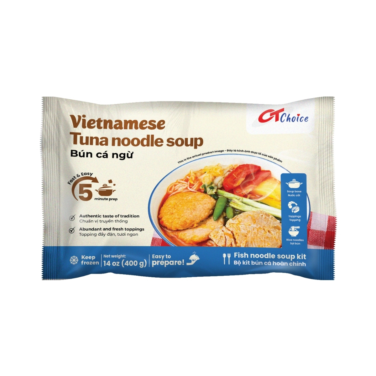CT131 - Bun ca ngu (tui)/ Vietnamese Tuna Noodle Soup Bags * 450g x 24 Units
