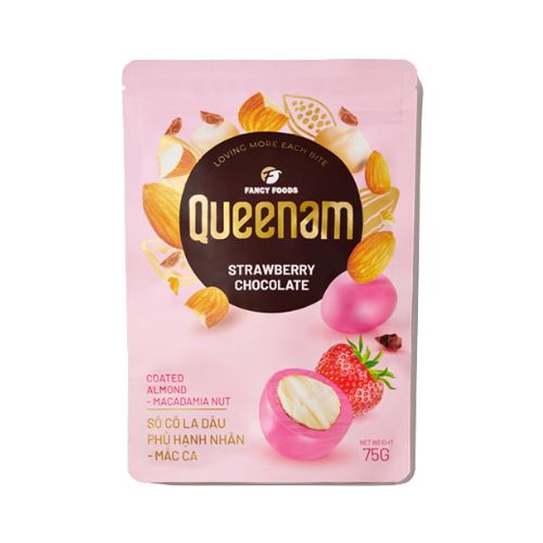 QN11 - So co la dau phu hat hanh nhan - mac ca / Strawberry   Chocolate Coated