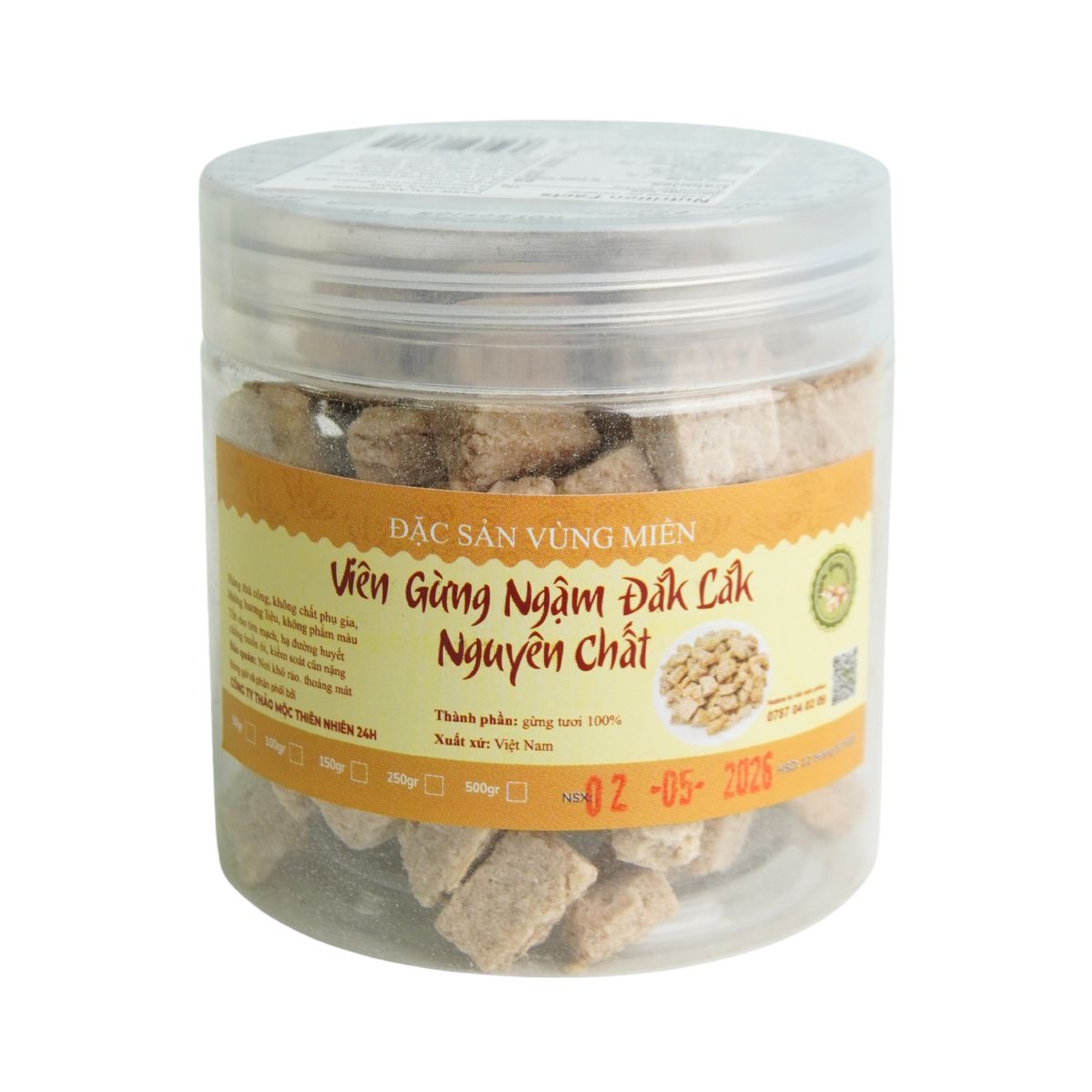 KTD01 - Vien Ngam Gung Gio Duong Phen Dak Lak/ Pure Dalak Ginger Lozenges * 100g x 30 Units