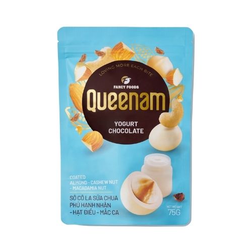 QN04 - (BLUE) Socola sua chua phu hat hanh nhan-hat dieu-mac ca/ Yogurt Chocolate Coated Almond-Cashew Nut-Macadamia Nut
