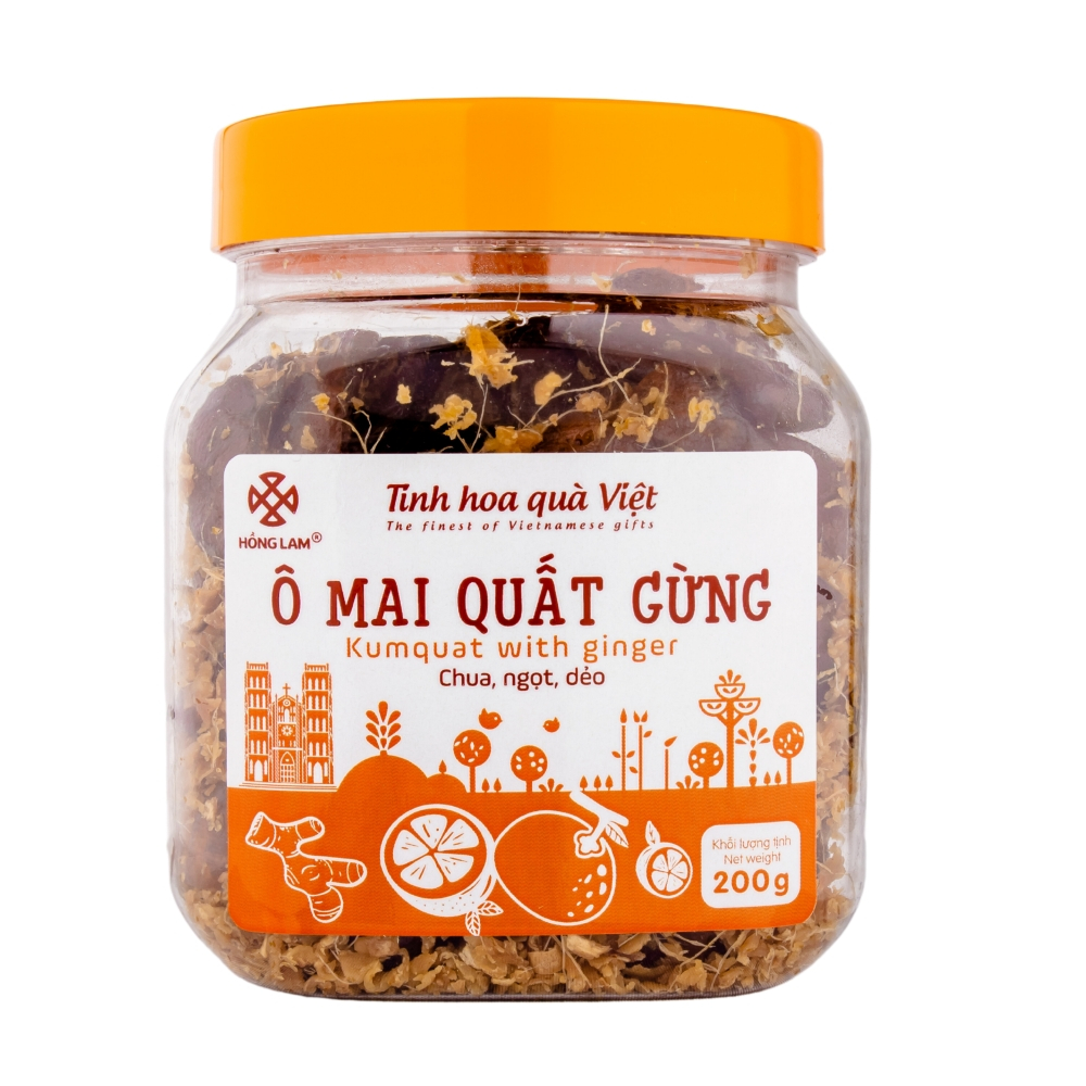 HL03 - O Mai (Xi Muoi) Quat Gung Hong Lam Hu/ Hong Lam Preserved Kumquat With Ginger * 200g x 30 Units