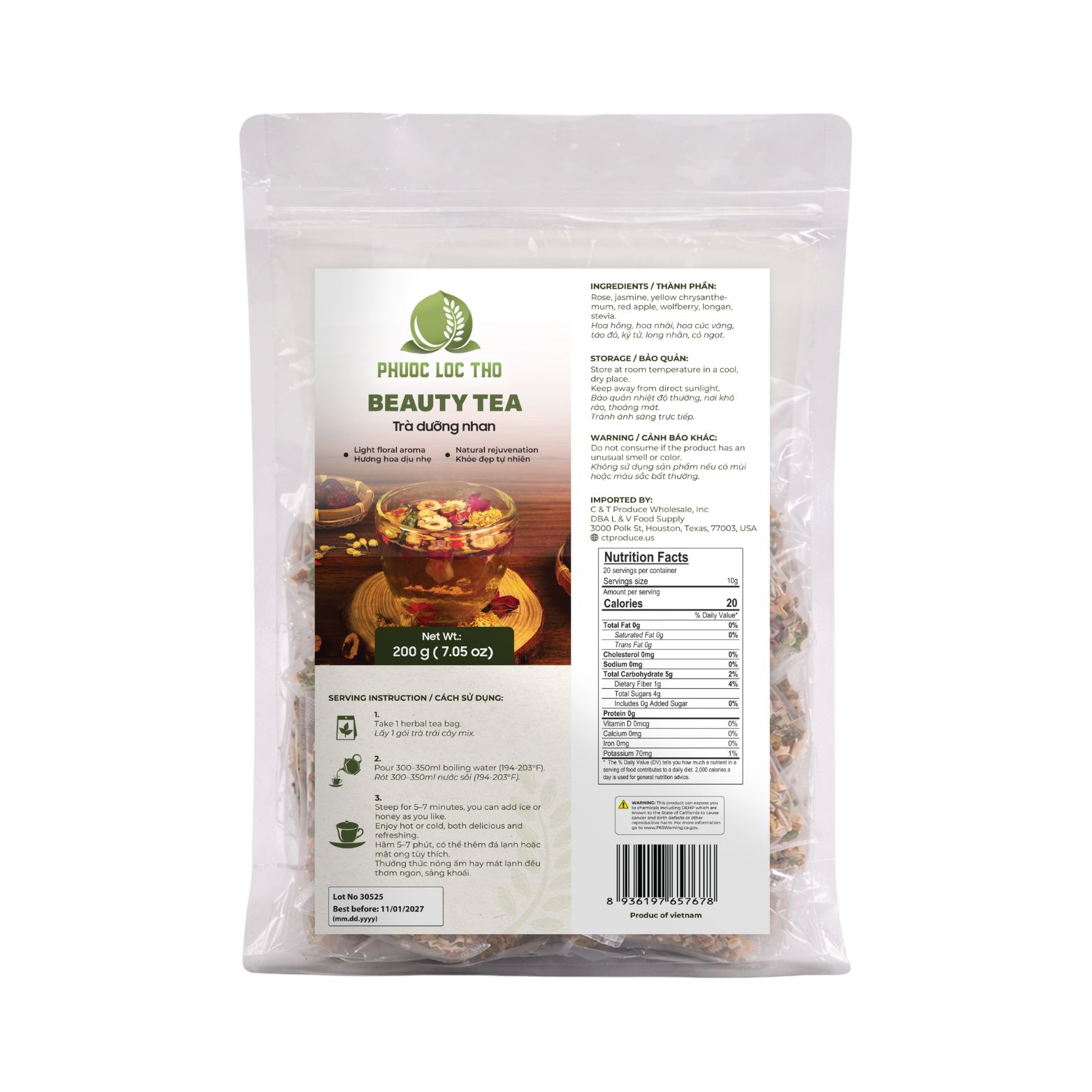 PLT053 - Tra Duong Nhan/Beauty Tea * 200g x 30 Units