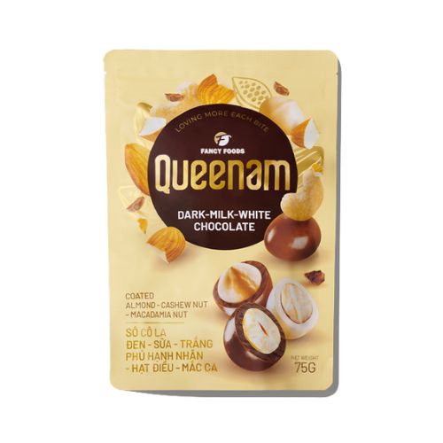 QN12 - So co la den sua trang phu hat hanh nhan - hat dieu - mac ca / Dark - Milk - White Chocolate Coated