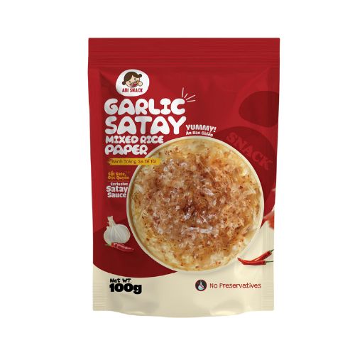 ABI004 - Banh trang sa te toi/ Garlic Satay Mixed Rice Paper * 100g x 30 Units