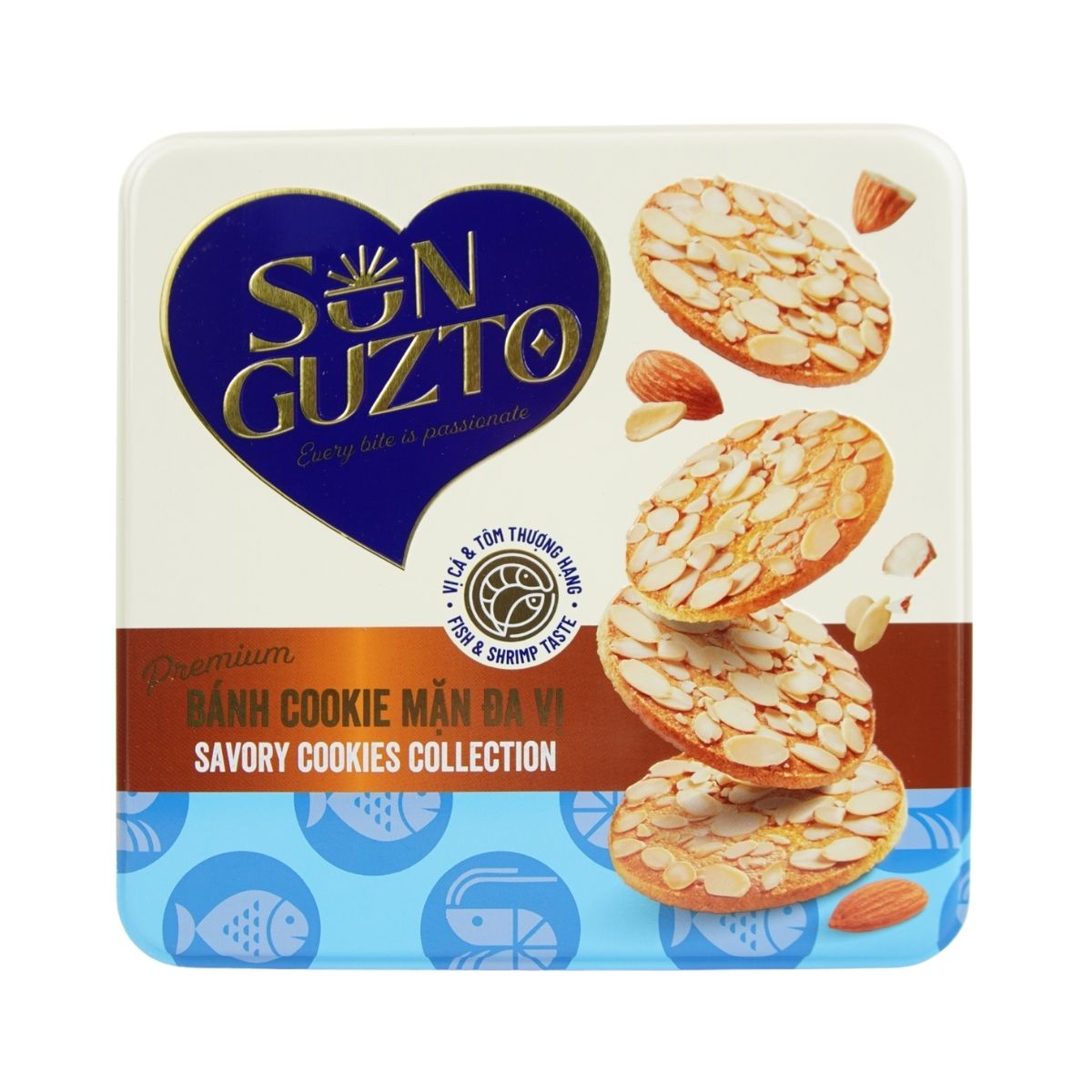 GUZ02 - Banh guzto da vi man (2 vi tom ca) / Sun Guzto Premium Savory Cookies Collection